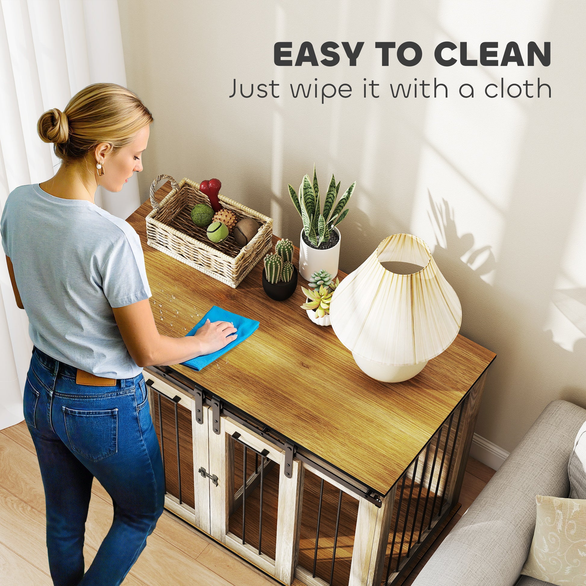 Dog Crate Furniture for Large Dog, Double Dog Cage for Small Dogs W/ Divider