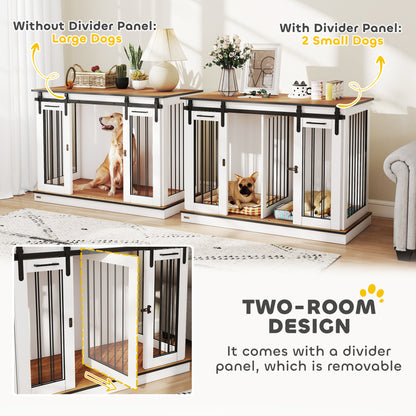 Dog Crate Furniture for Large Dog, Double Dog Cage for Small Dogs W/ Divider