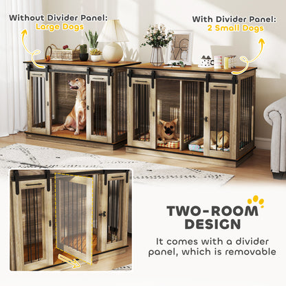 Dog Crate Furniture for Large Dog, Double Dog Cage for Small Dogs W/ Divider