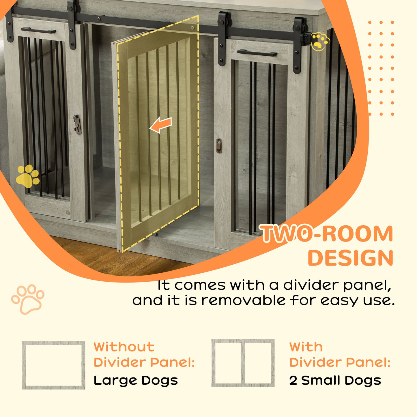 Dog Crate Furniture for Large Dog, Double Dog Cage for Small Dogs W/ Divider