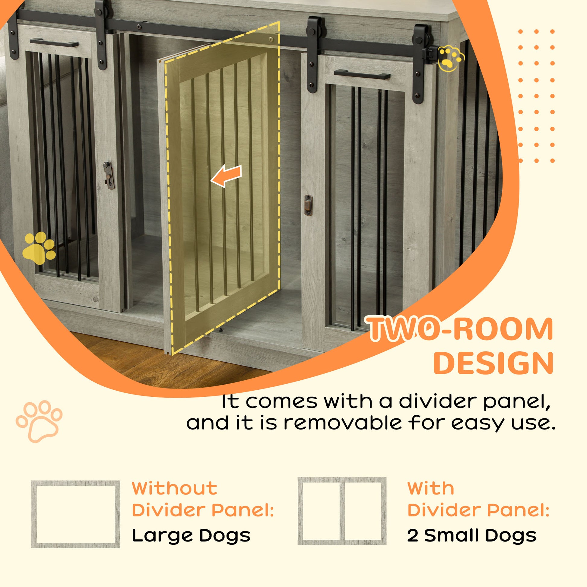 Dog Crate Furniture for Large Dog, Double Dog Cage for Small Dogs W/ Divider