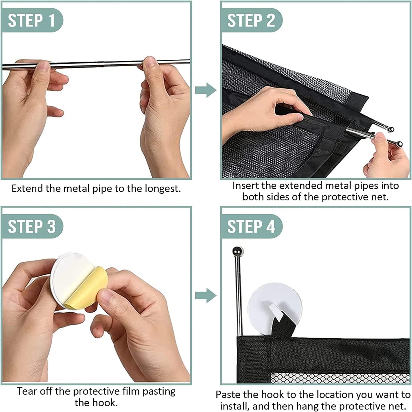 Pet Isolation Mesh No Drilling Safety Fences Net Portable Dog Cat Stair Door