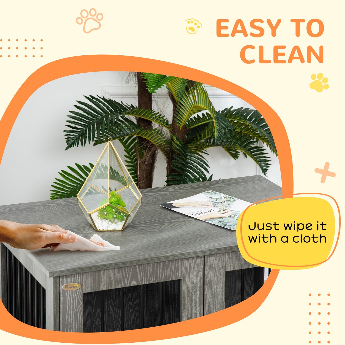 Pawhut Dog Crate Kennel Cage for Small Medium Dog, Indoor End Table, Grey