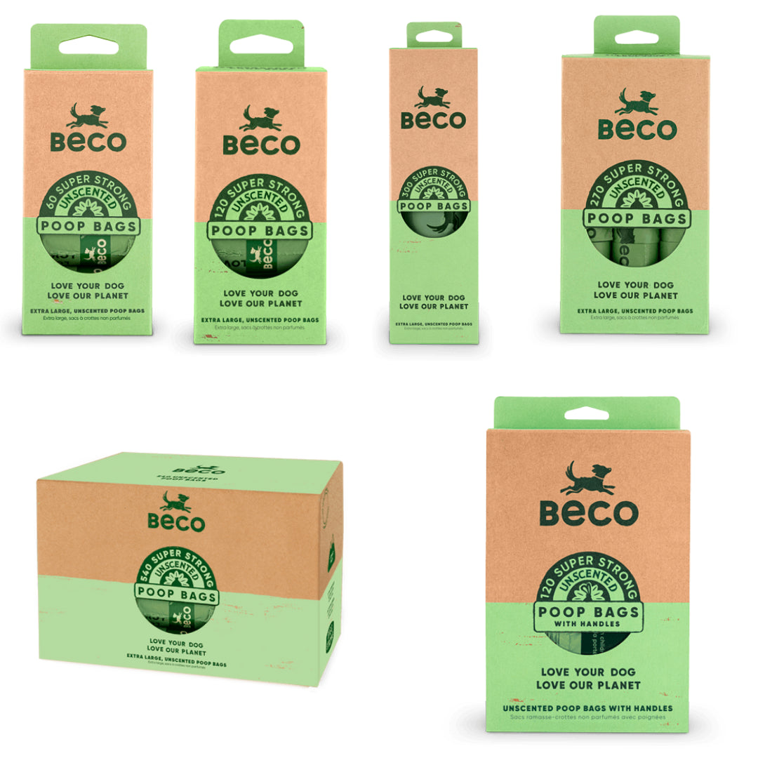 Beco Dog Poop Bags Poo Waste Sacks Unscented Degradable Strong Big Leak Proof