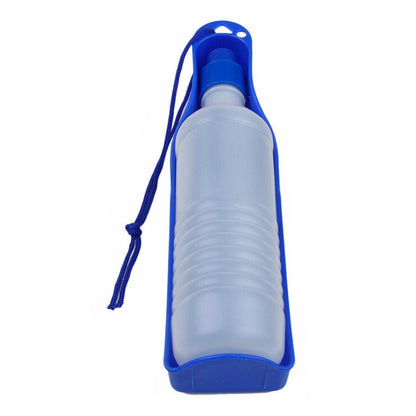 Travel Pet Water Bottle 400Ml Dispenser 2 in 1 and Drink Tray Foldable Belt Clip