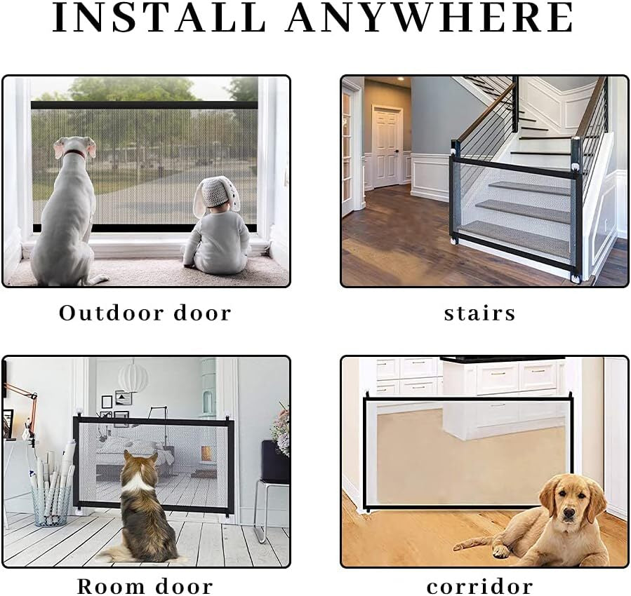 Pet Isolation Mesh No Drilling Safety Fences Net Portable Dog Cat Stair Door