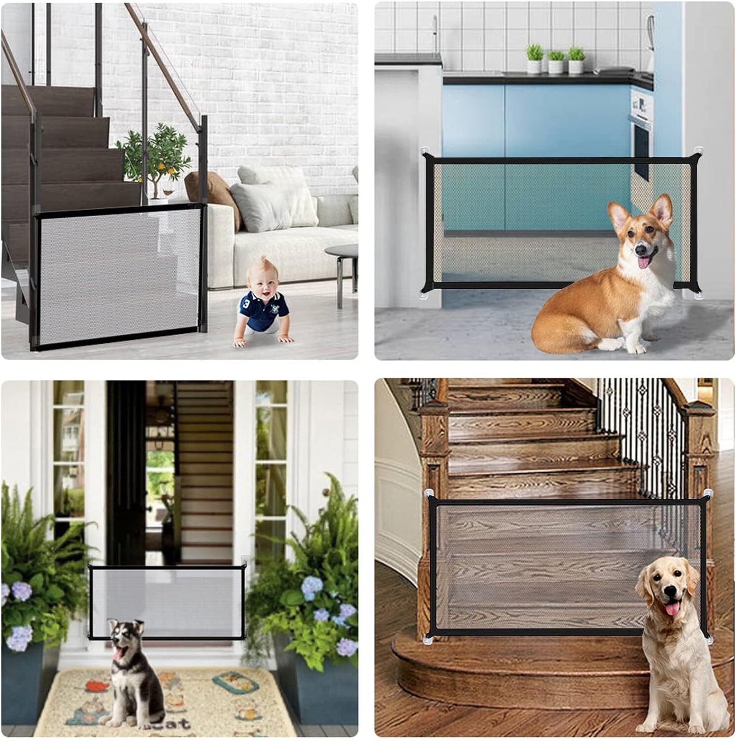 Pet Isolation Mesh No Drilling Safety Fences Net Portable Dog Cat Stair Door