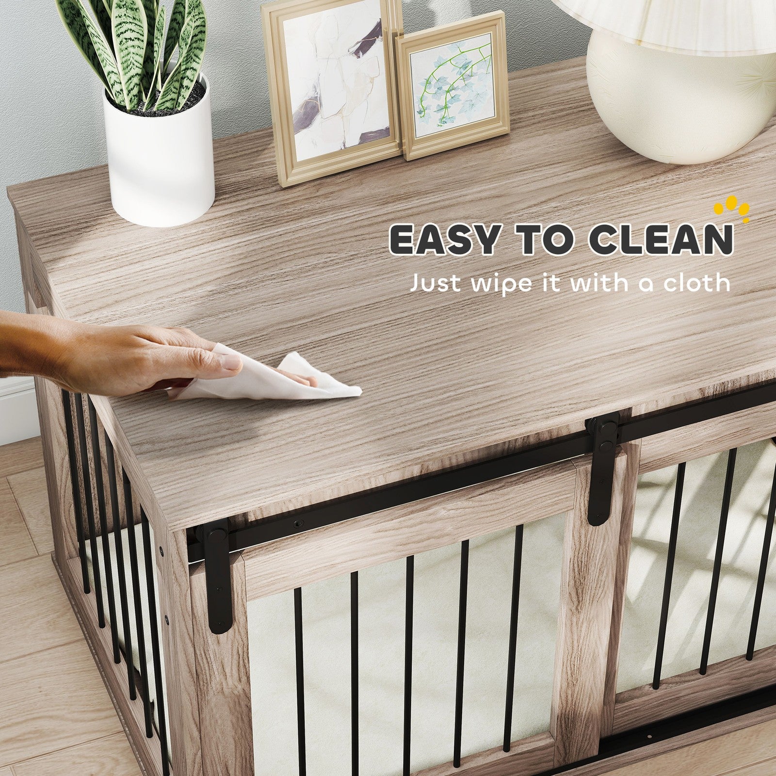 Pawhut Dog Crate Furniture with Removable Cushion for Large Dogs - Brown