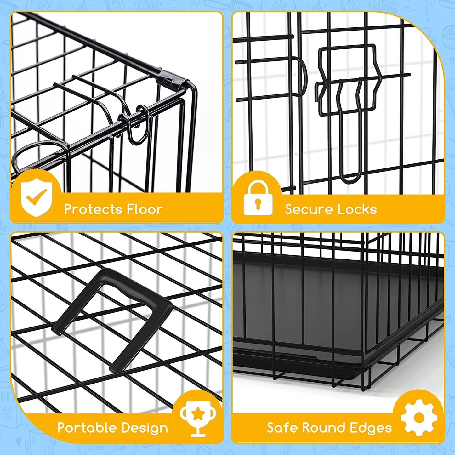 Dog Cage Puppy Training Crate Small Medium Large XL XXL Metal Cages Pet Carrier