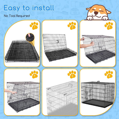 Dog Cage Puppy Training Crate Small Medium Large XL XXL Metal Cages Pet Carrier