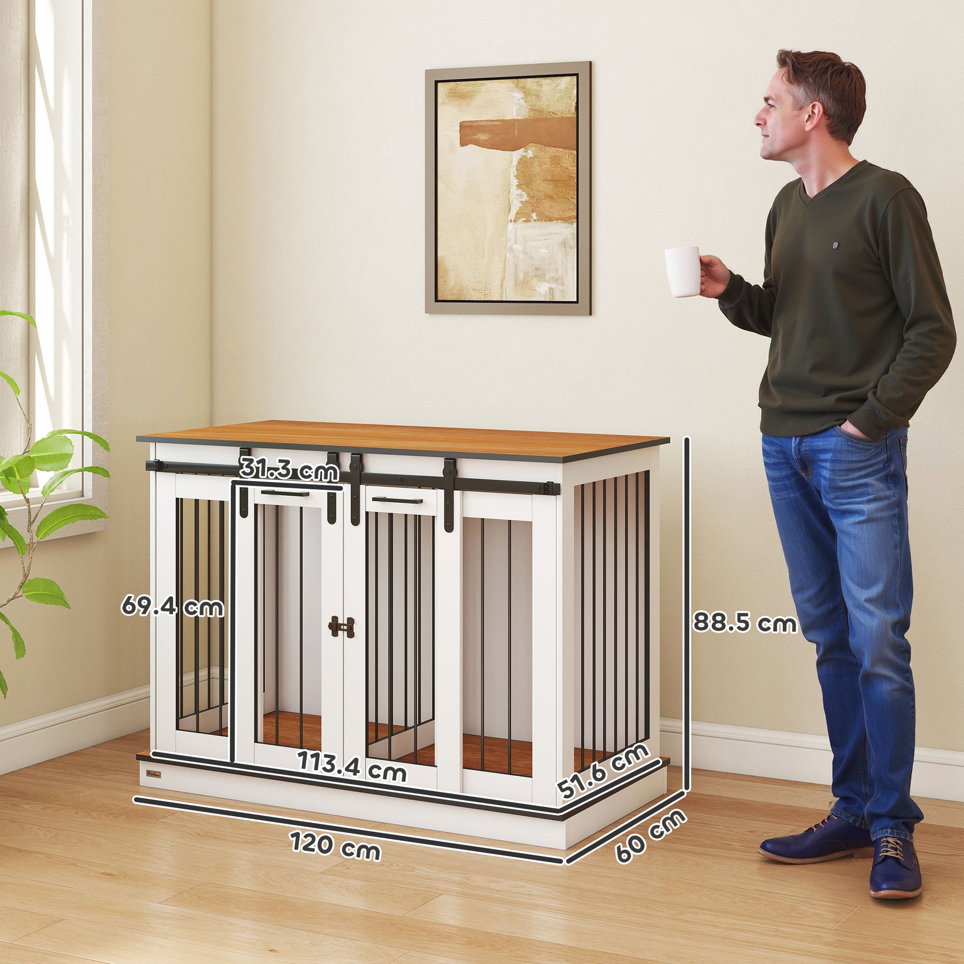 Dog Crate Furniture for Large Dog, Double Dog Cage for Small Dogs W/ Divider