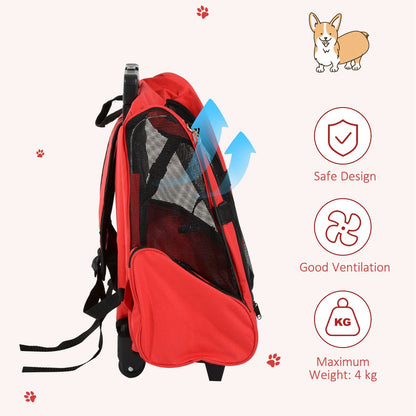 Pawhut Pet Travel Backpack Bag Cat Puppy Dog Carrier W/ Trolley and Telescopic