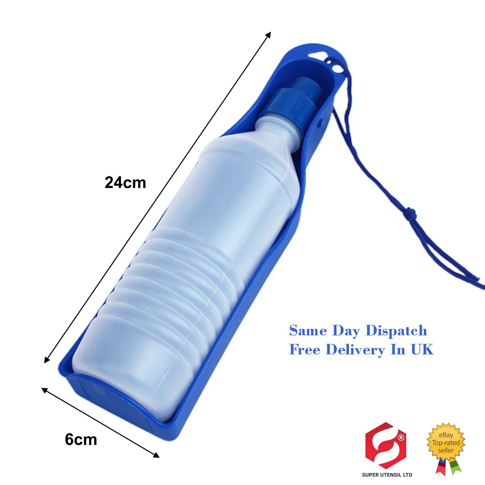 Travel Pet Water Bottle 400Ml Dispenser 2 in 1 and Drink Tray Foldable Belt Clip