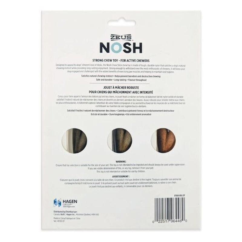 Dog Chew Toys Zeus Nosh Chicken Bacon Beef Cheese Flavour Trio Tough Nylon Stick