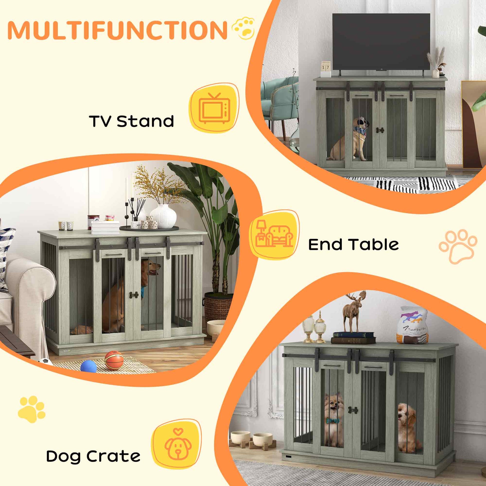 Dog Crate Furniture for Large Dog, Double Dog Cage for Small Dogs W/ Divider