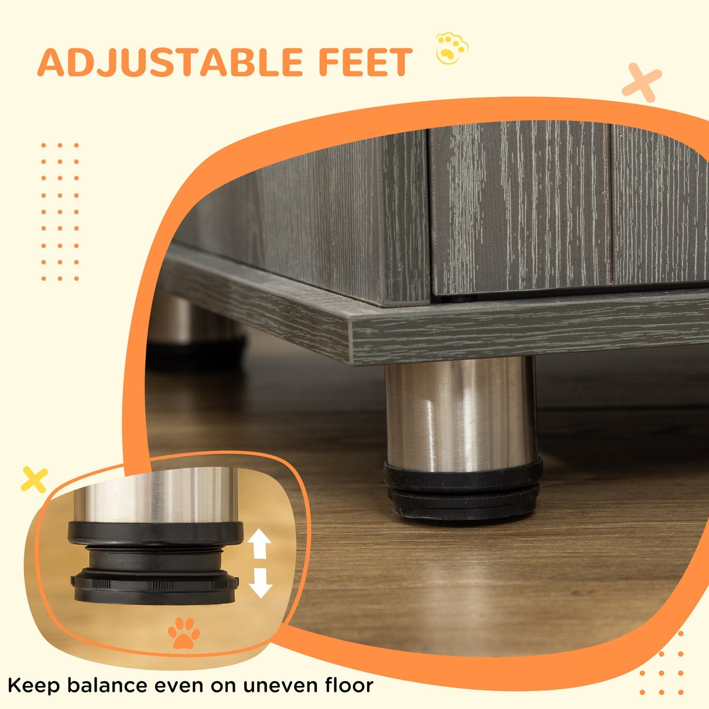 Pawhut Dog Crate Kennel Cage for Small Medium Dog, Indoor End Table, Grey