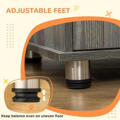 Pawhut Dog Crate Kennel Cage for Small Medium Dog, Indoor End Table, Grey