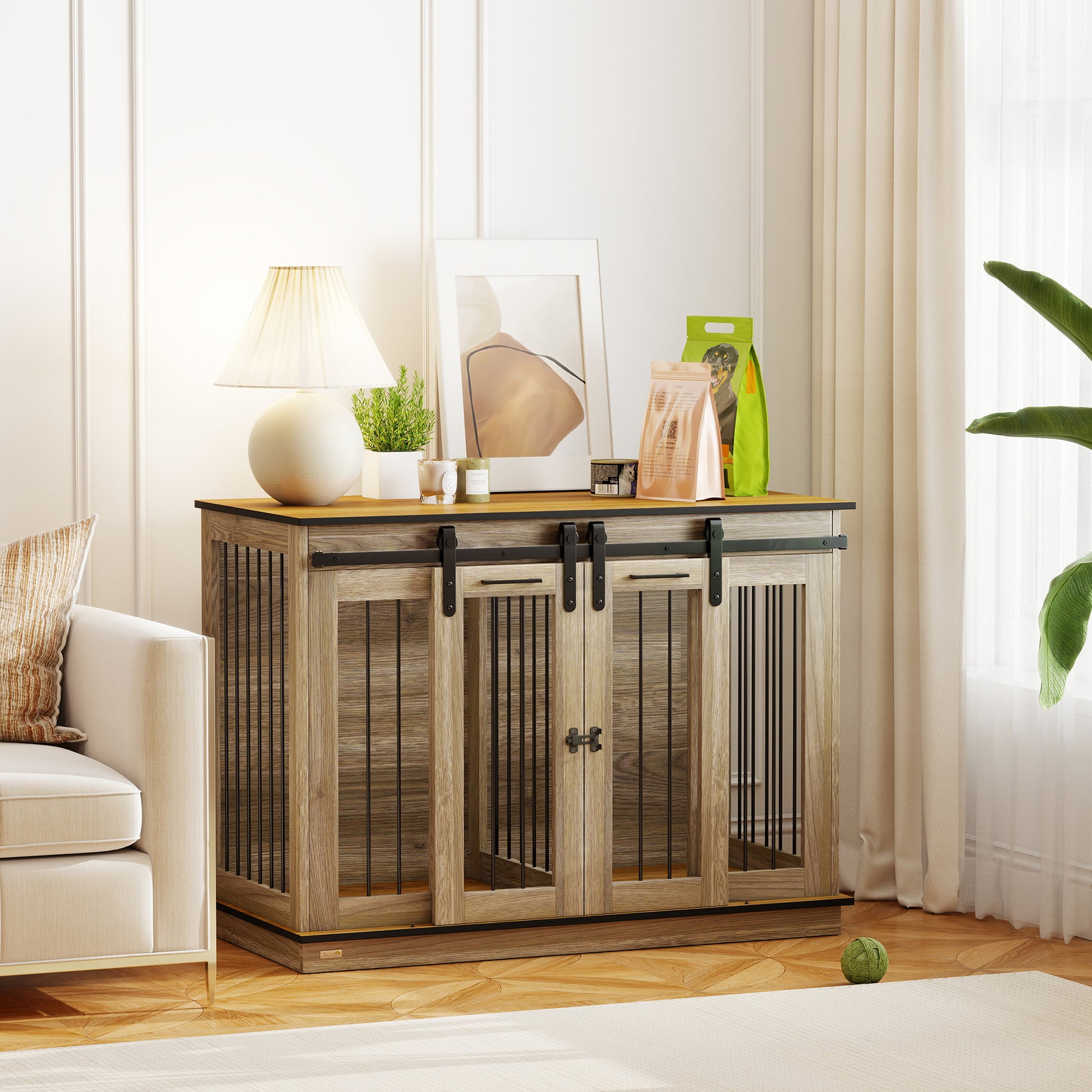 Dog Crate Furniture for Large Dog, Double Dog Cage for Small Dogs W/ Divider