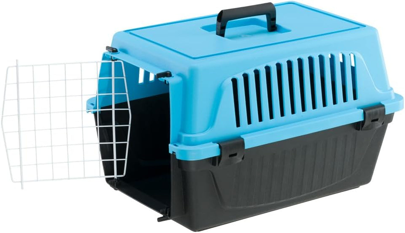 Cat Carrier Small Dog Carrier, Secure, Practical, Easy to Clean, Durable Pet Dog/Cat Travel Box Cage up to 5 Kg. 48 X 32.5 X H 29 Cm. Blue