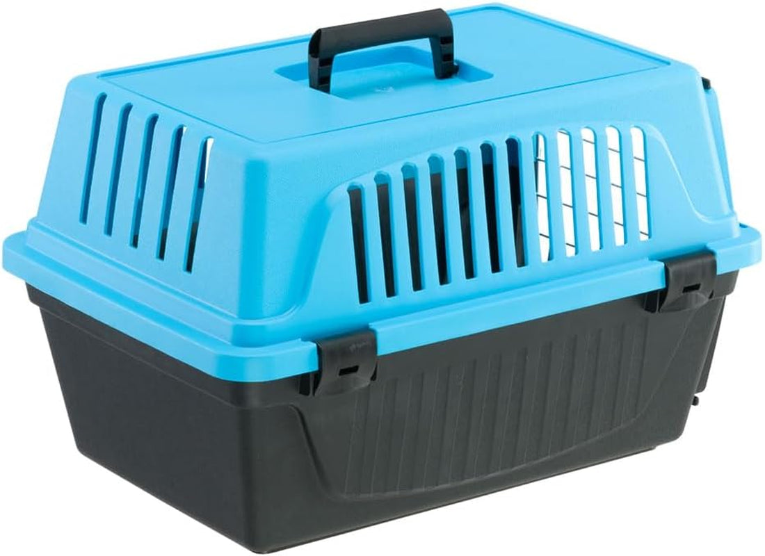 Cat Carrier Small Dog Carrier, Secure, Practical, Easy to Clean, Durable Pet Dog/Cat Travel Box Cage up to 5 Kg. 48 X 32.5 X H 29 Cm. Blue