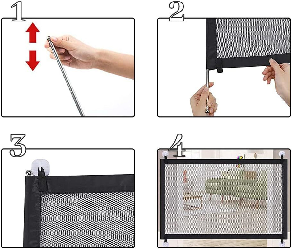 Pet Isolation Mesh No Drilling Safety Fences Net Portable Dog Cat Stair Door