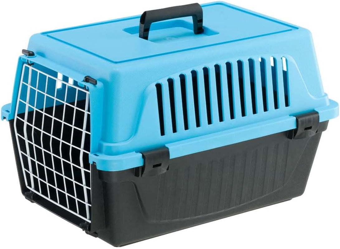 Cat Carrier Small Dog Carrier, Secure, Practical, Easy to Clean, Durable Pet Dog/Cat Travel Box Cage up to 5 Kg. 48 X 32.5 X H 29 Cm. Blue