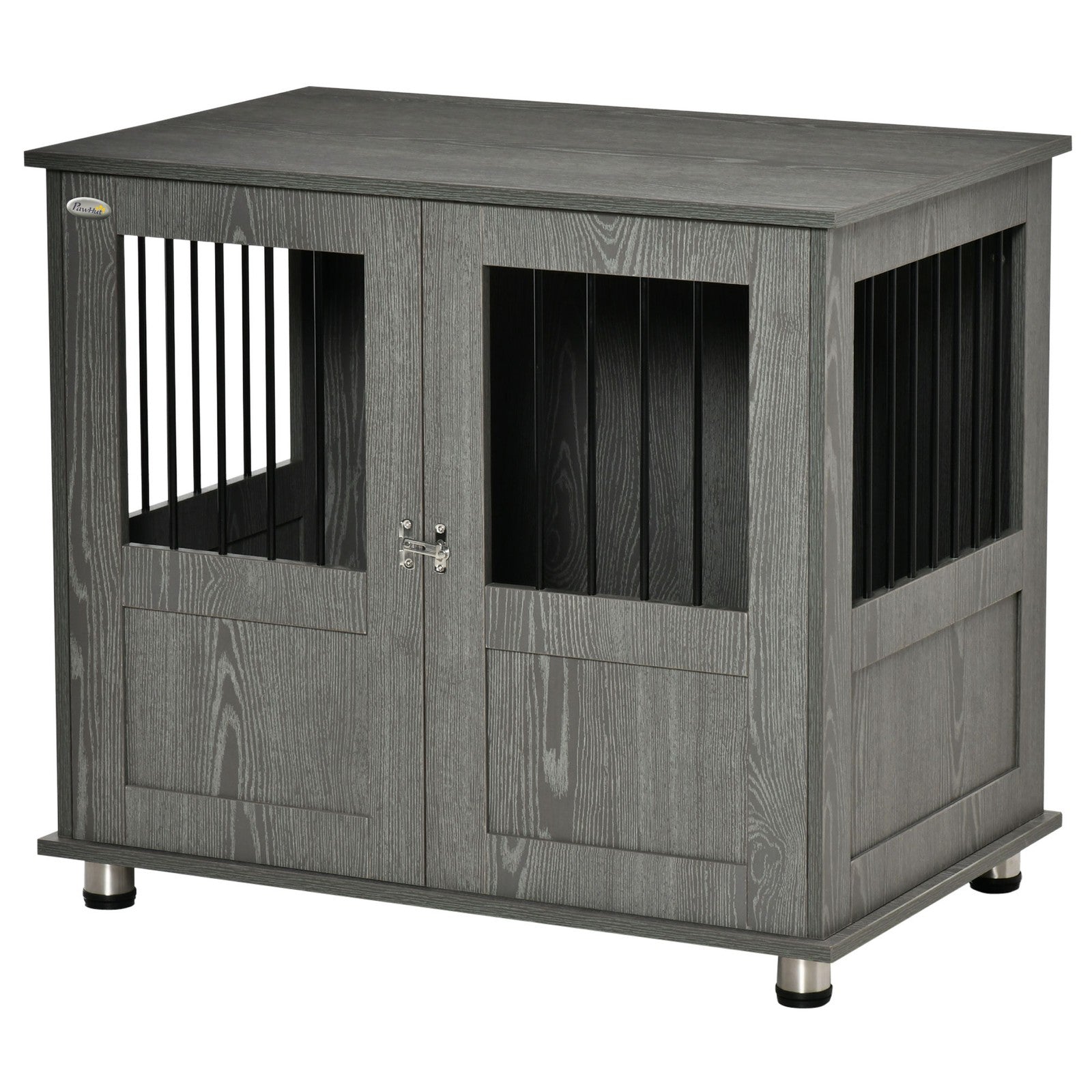 Pawhut Dog Crate Kennel Cage for Small Medium Dog, Indoor End Table, Grey