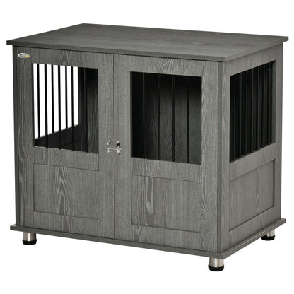 Pawhut Dog Crate Kennel Cage for Small Medium Dog, Indoor End Table, Grey