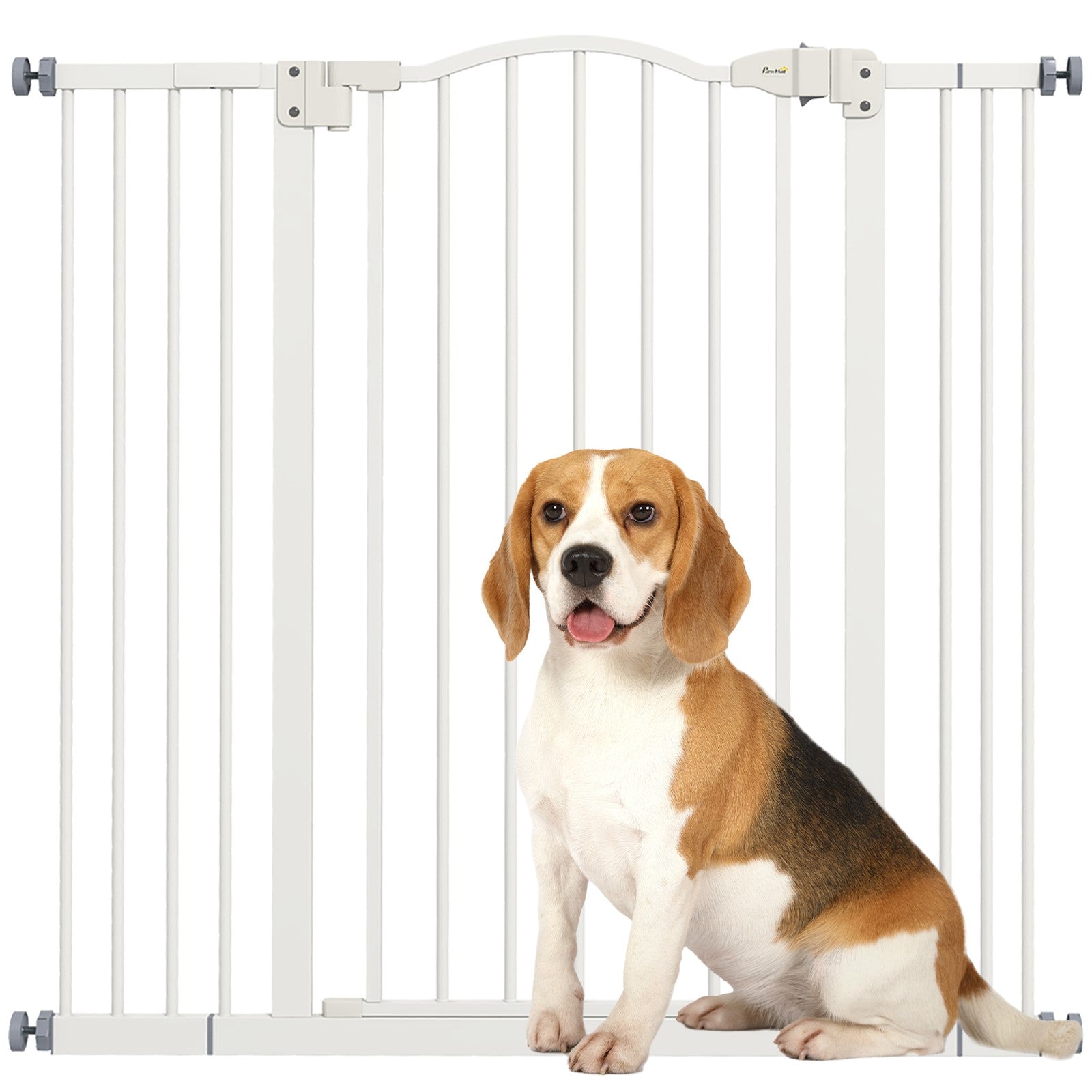 Pawhut 74-100Cm Adjustable Metal Pet Gate Safety Barrier W/Auto-Close Door White