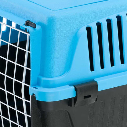 Cat Carrier Small Dog Carrier, Secure, Practical, Easy to Clean, Durable Pet Dog/Cat Travel Box Cage up to 5 Kg. 48 X 32.5 X H 29 Cm. Blue