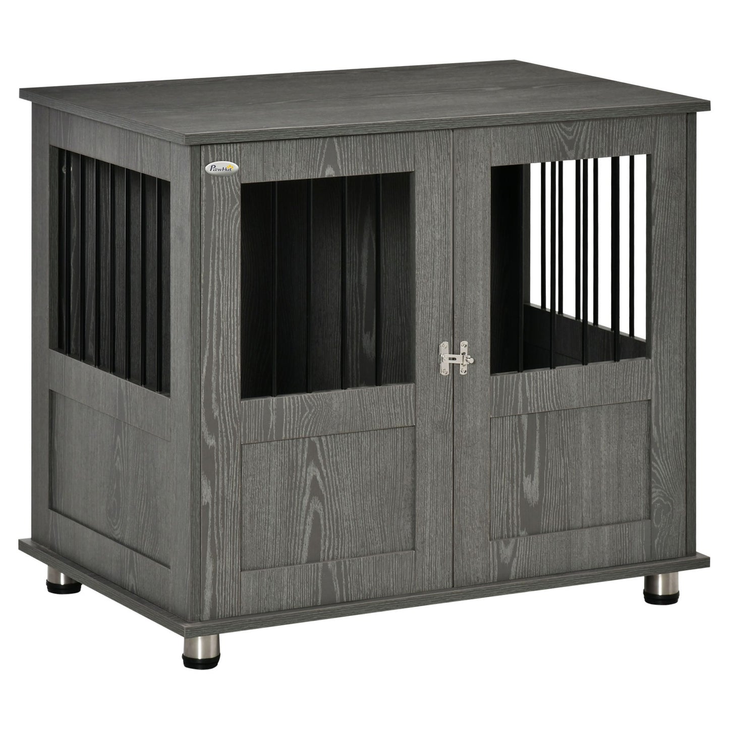 Pawhut Dog Crate Kennel Cage for Small Medium Dog, Indoor End Table, Grey