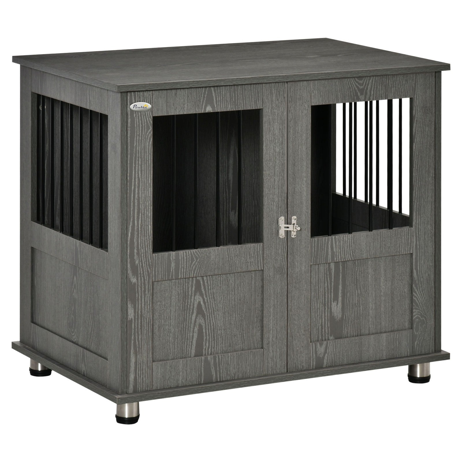 Pawhut Dog Crate Kennel Cage for Small Medium Dog, Indoor End Table, Grey