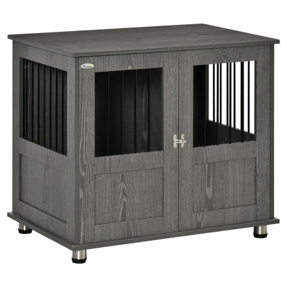 Pawhut Dog Crate Kennel Cage for Small Medium Dog, Indoor End Table, Grey