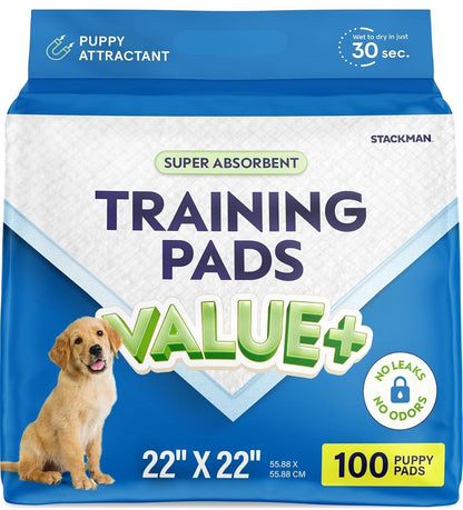 Pee Pads for Dog & Puppy Training [100-COUNT] Pet Potty Pads for Small Dogs 22" X 22" Leak-Proof Design - Quick-Dry Surface - Heavy Duty Absorbent Disposable Wee Pad - Dog & Puppy Products Bulk Pack