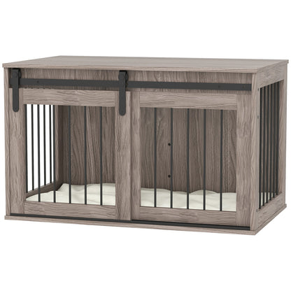 Pawhut Dog Crate Furniture with Removable Cushion for Large Dogs - Brown
