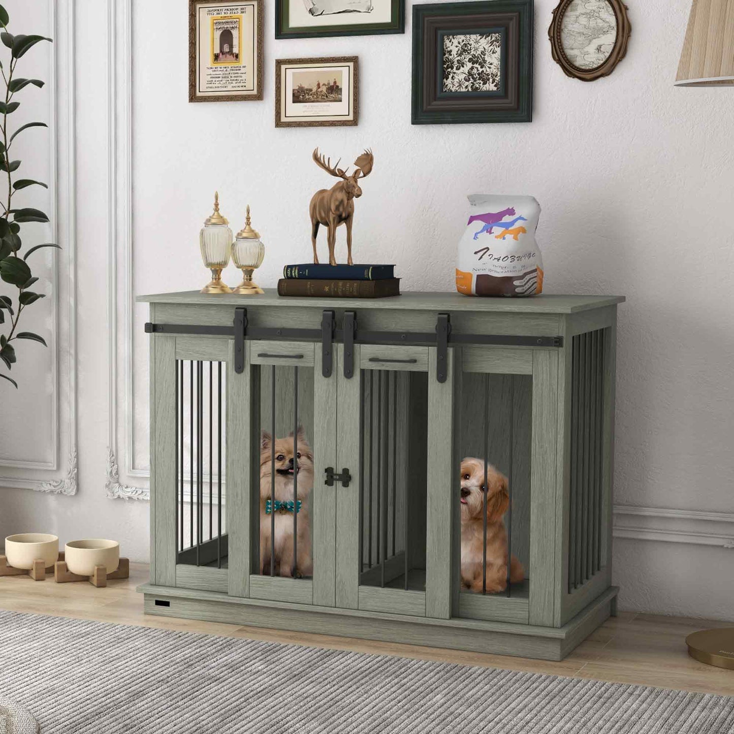 Dog Crate Furniture for Large Dog, Double Dog Cage for Small Dogs W/ Divider