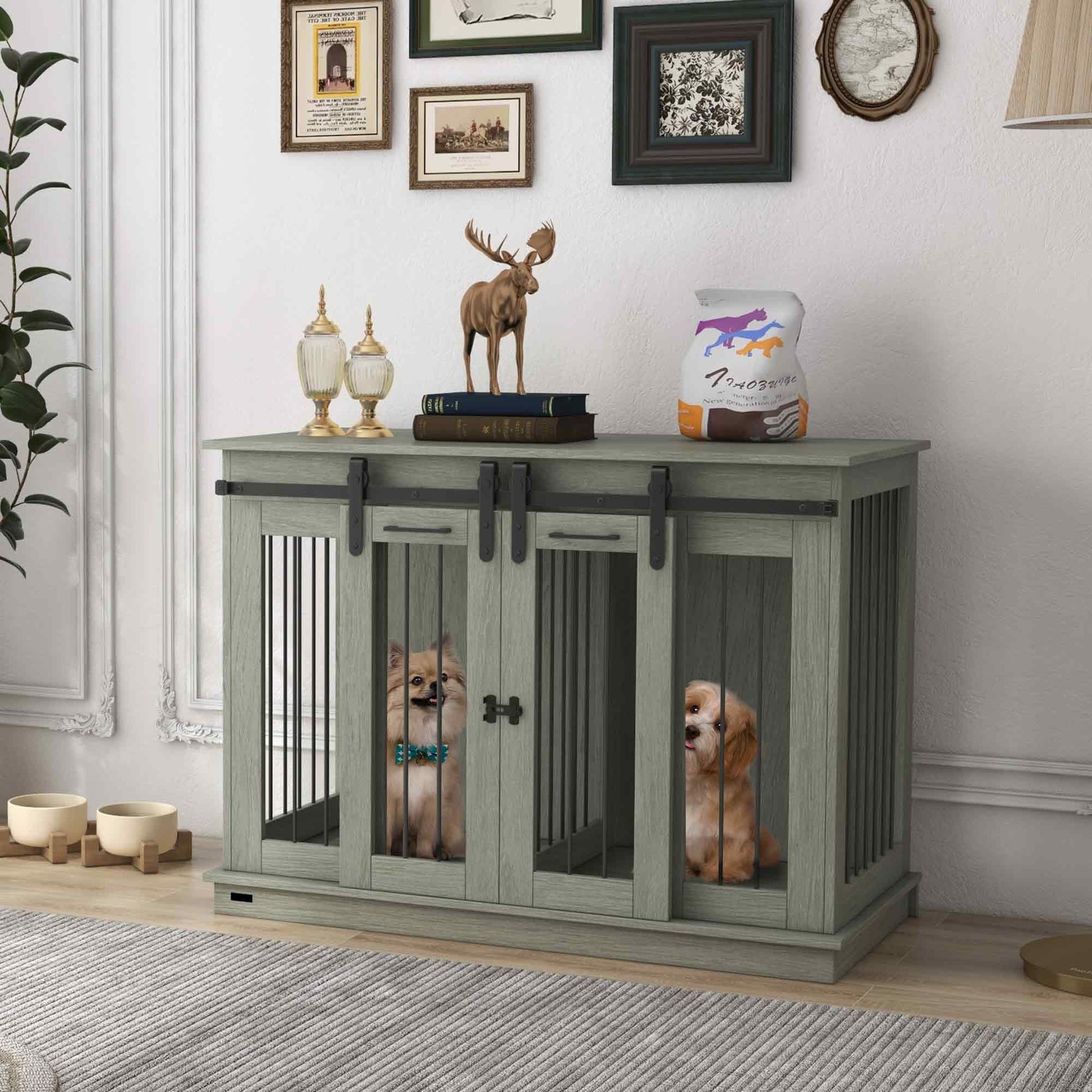 Dog Crate Furniture for Large Dog, Double Dog Cage for Small Dogs W/ Divider